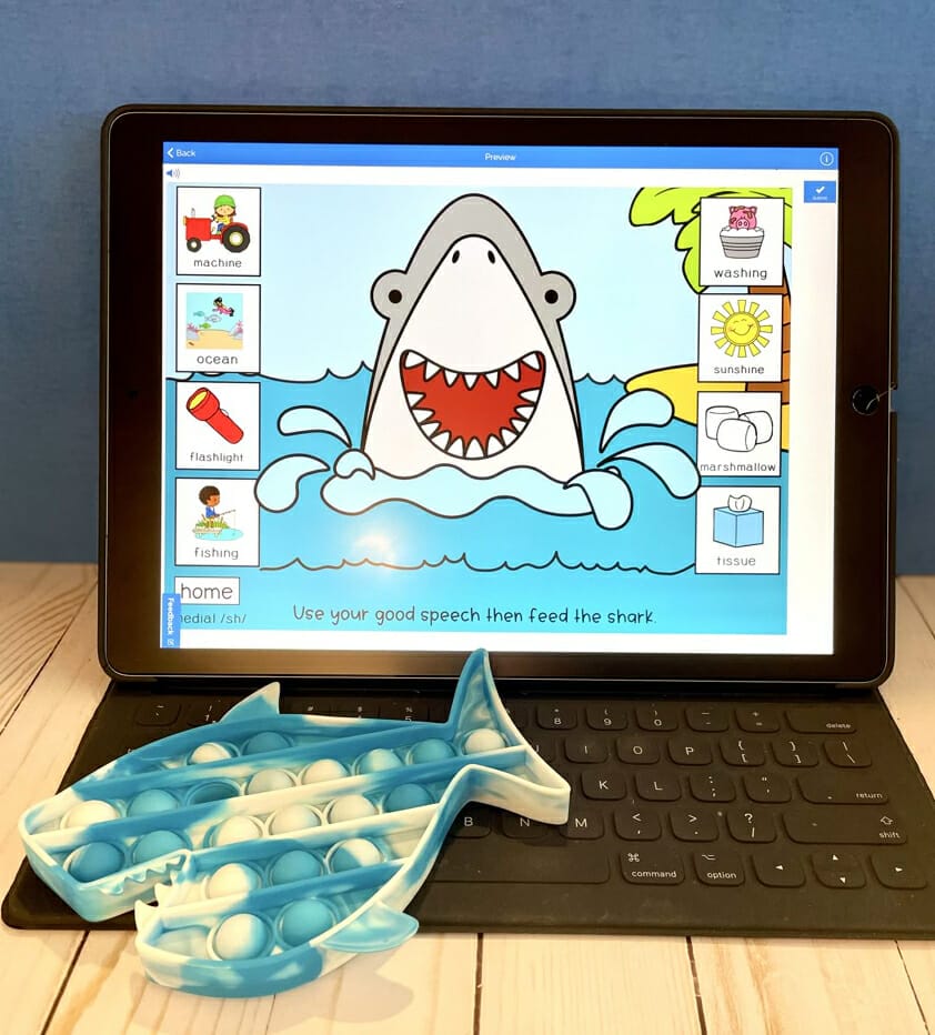 shark boom card deck with shark popper toy